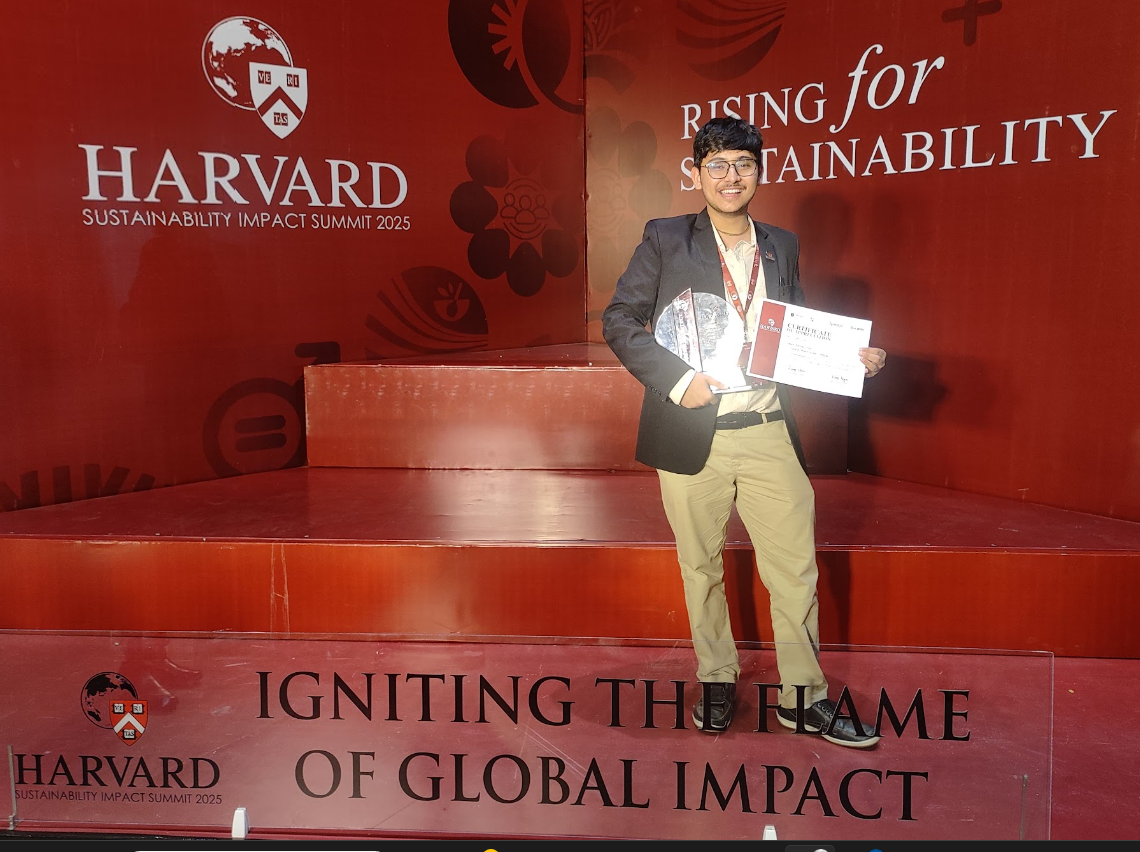 Vansh Jha receives Best Creative Architect Award at Harvard Sustainability Impact Summit 2025